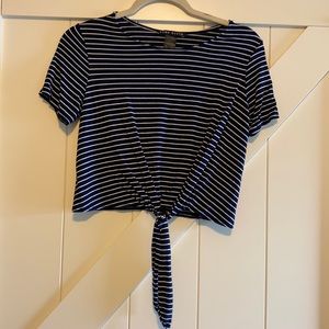 Navy + White Striped Crop